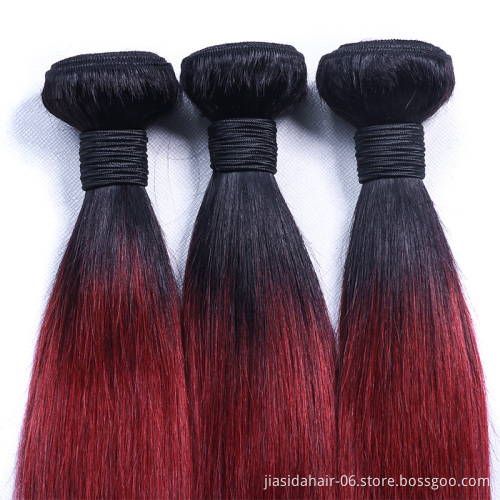 Wholesale T1B99J Red Burgundy Weave Raw Mink Brazilian Bundles Cuticle Aligned Virgin Human Hair Extension